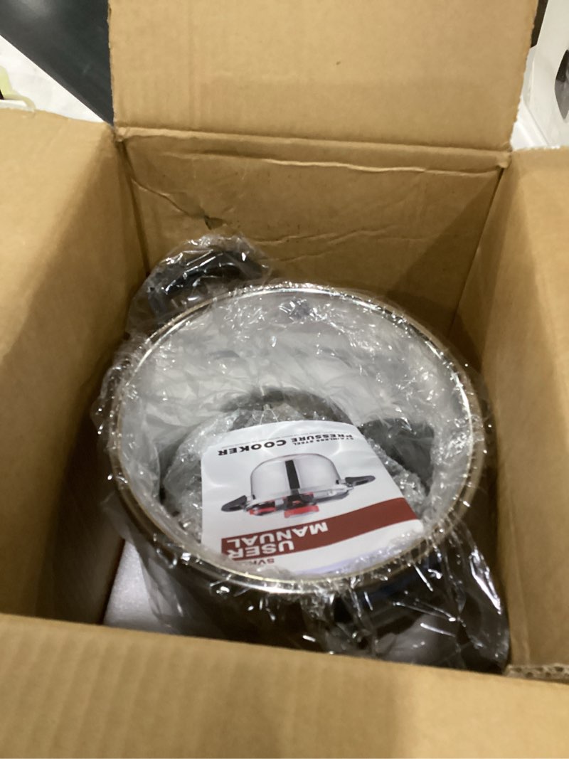 Condition photo showing Good Condition for 3-in-1 stainless steel pressure cooker 8 qt: [save 70% time] [3 psi settings], one-hand locking, induction compatible, glass lid & steamer rack included, olla de presion