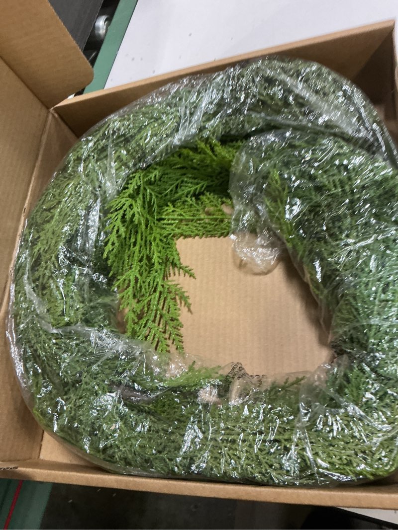 Condition photo showing New/Like New for 48" Hanging Cedar Garland for Front Door Real Touch Faux Greenery Christmas Garland for Mantle Stairs Table Indoor Outdoor Home Xmas Christmas Decor Decorations Hanging Cedar Garland 4FT