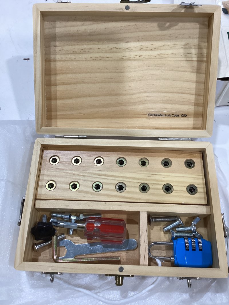 Condition photo showing As Is for lehoo castle montessori screwdriver board set, wooden busy board with lock and key, kid tool set montessori toys for toddlers 3-5, preschool learning fine motor skills toys sensory gift