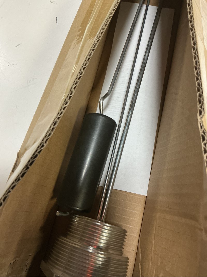 Condition photo showing As Is for oil tank gauge for 275 & 330 gallon vertical, float level measure, 1-1/2" and 2" male npt thread,designed for heating home oil tanks with depth of 42" to 44" with clear dial