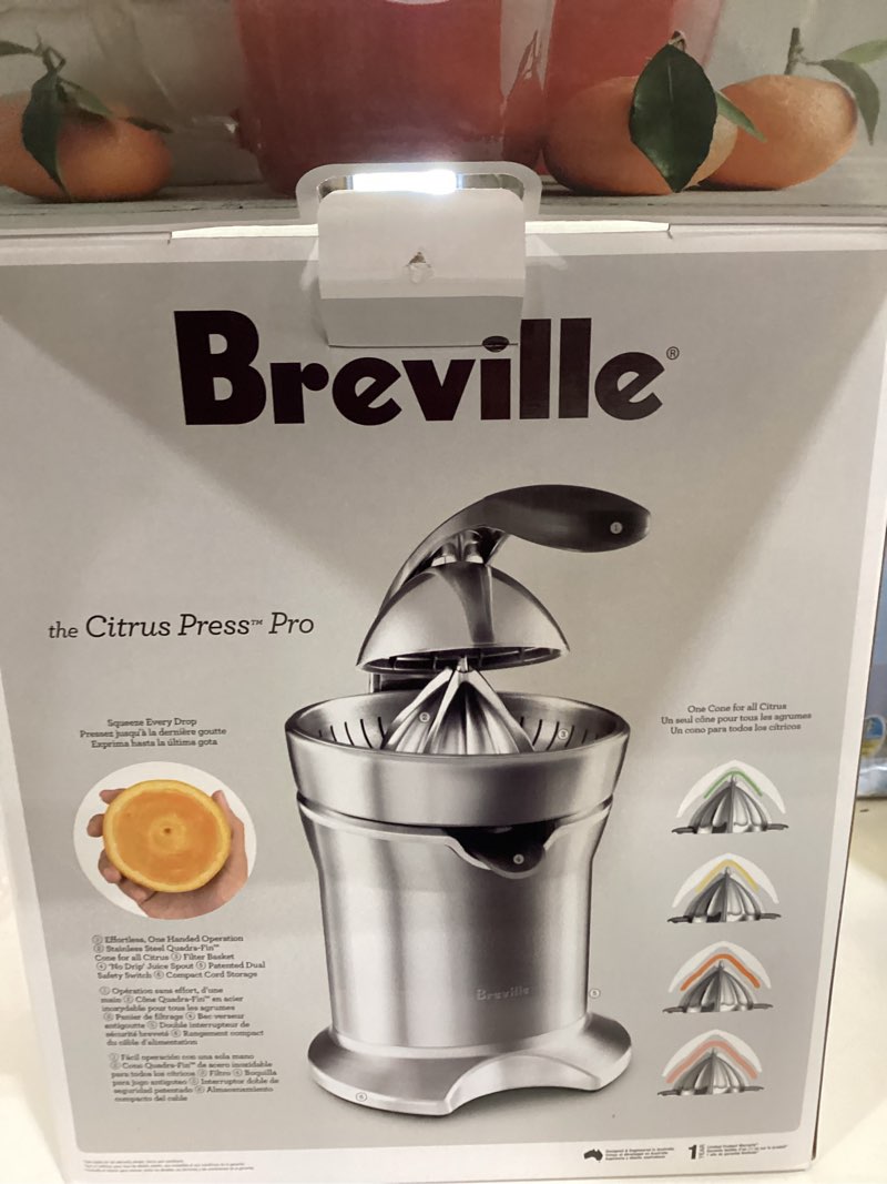 Condition photo showing As Is for breville 800cpxl citrus press pro juicer machine, brushed stainless steel