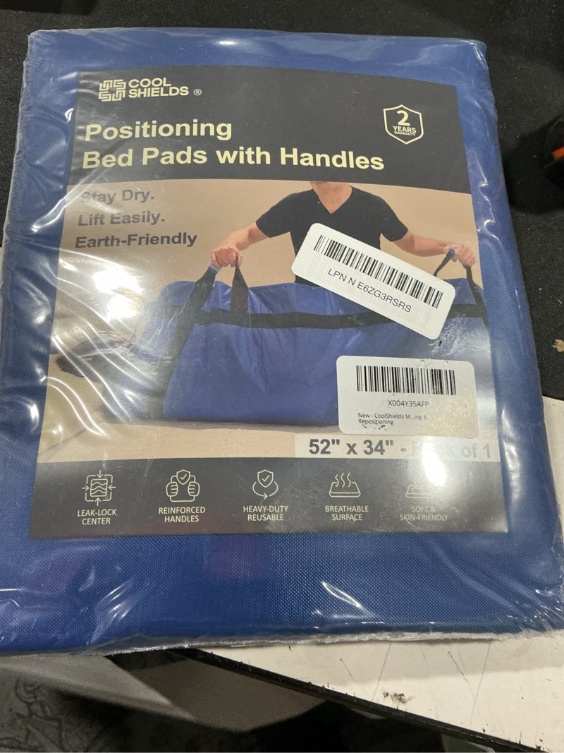 Condition photo showing Good Condition for coolshields positioning bed pad with 8 reinforced handles, 34" x 52" washable waterproof transfer & sliding sheet for repositioning, turning & everyday care 34" x 52" - pack of 1