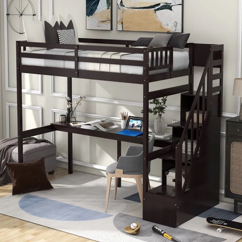 Loft bed with desk and stairs (1 of 2box)