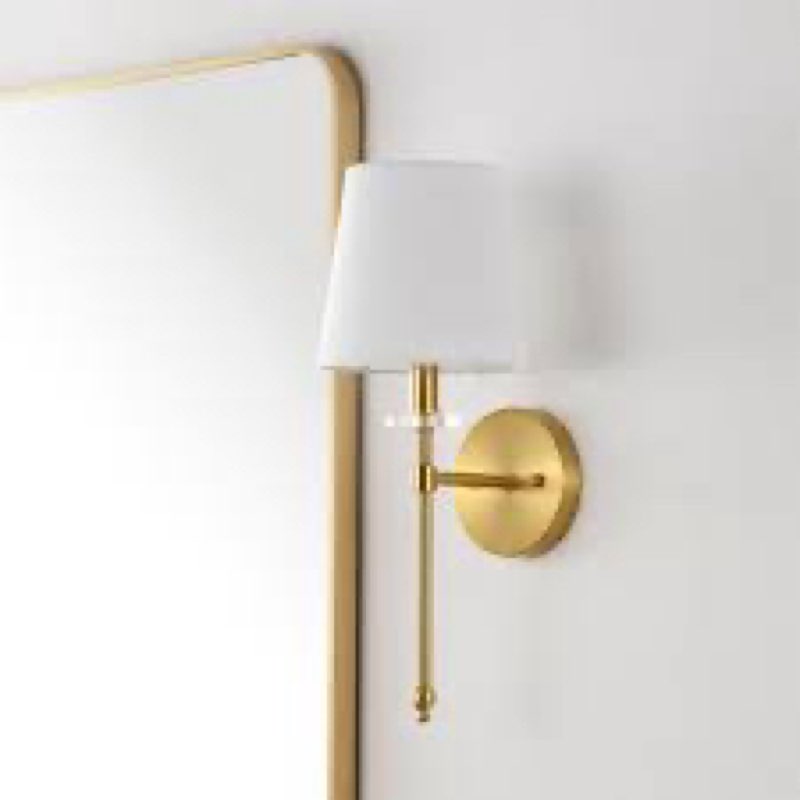 JONATHAN Y Light Modern Midcentury Iron LED Vanity Contemporary French Country Bathroom Hallway Living Room Bedroom Mirror Cabinet, Brass Gold