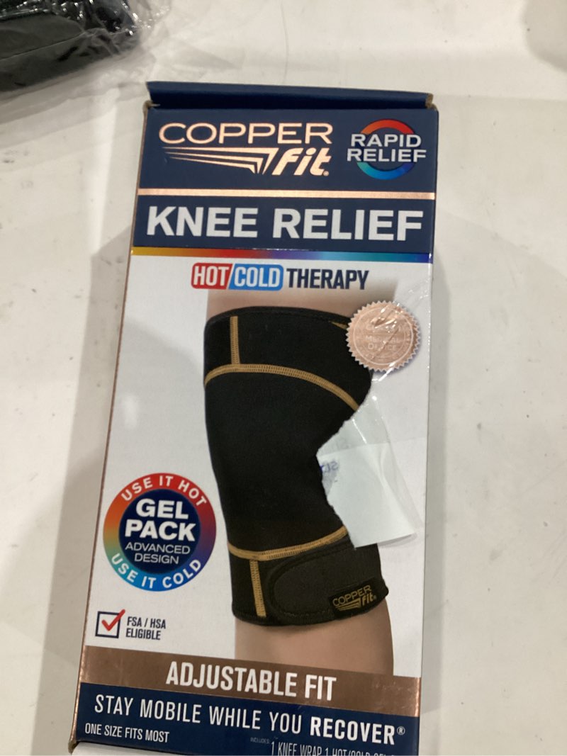 Condition photo showing Good Condition for copper fit unisex adult rapid relief knee wrap with hold/cold therapy abdominal support, black, adjustable