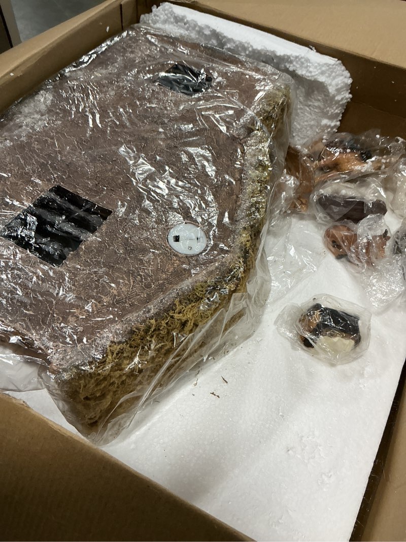 Condition photo showing Good Condition for Fovths 17 Pieces Lighted Nativity Christmas Nativity Stable Manger Religious Nativity Stable Manger Figurine Resin Decor for Deluxe Edition Led Nativity Tabletop Holiday Centerpieces Decor, 7 Inch