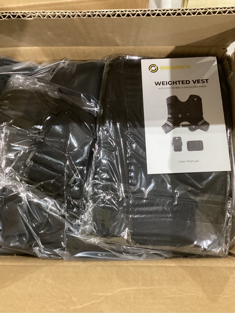 Condition photo showing Good Condition for PACEARTH Weighted Vest,6lb/8lb/10lb/12lb/16lb/20lb/25lb/30lb Weight Vest with Reflective Stripe, Body Weight Vests for Women, Men, Weight Loss Workout, Strength Training, Running, Walking, Jogging 16 LB Black