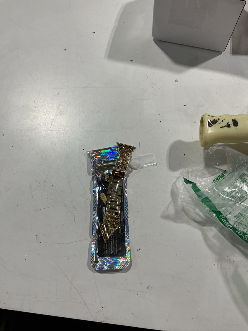 Condition photo showing Good Condition for jr.dm gold watch bands for women compatible with apple watch 38mm 40mm 41mm 42mm (s10/11) adjustable metal band cowboy steel chain bracelet for iwatch series1/2/3/4/5/6/7/8/9/10/11 se 3/2/1 (no case) b1 gold 41/40/38/42mm(series 10/11)