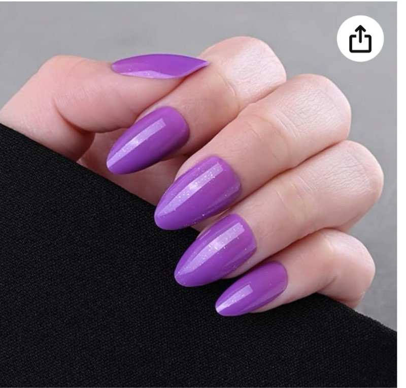 Almond Press On Nails, Pearl Finish Dark Purple Press On Nails Short Glue On Nails for Women Opaque Natural Reusable Stick On Nails 30Pcs 15 Sizes Glossy Stick on Nails for Women Gift pack of 5 