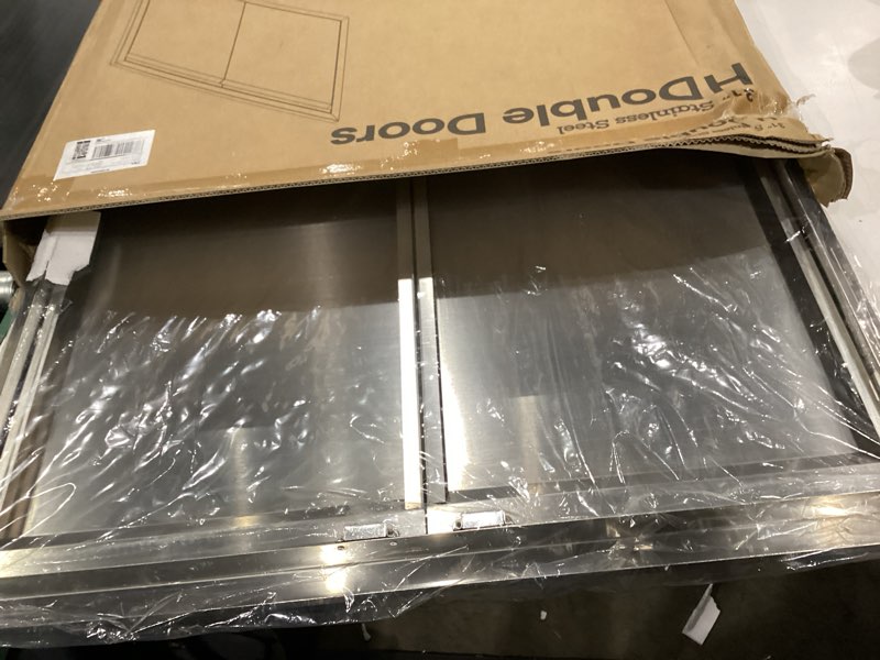 Condition photo showing Good Condition for jie jin bbq access door 31" w x 24" h outdoor kitchen doors double doors thickened 304 stainless steel outdoor kitchen accessories door for indoor/outdoor kitchen outdoor cabinet bbq island 31"x24"