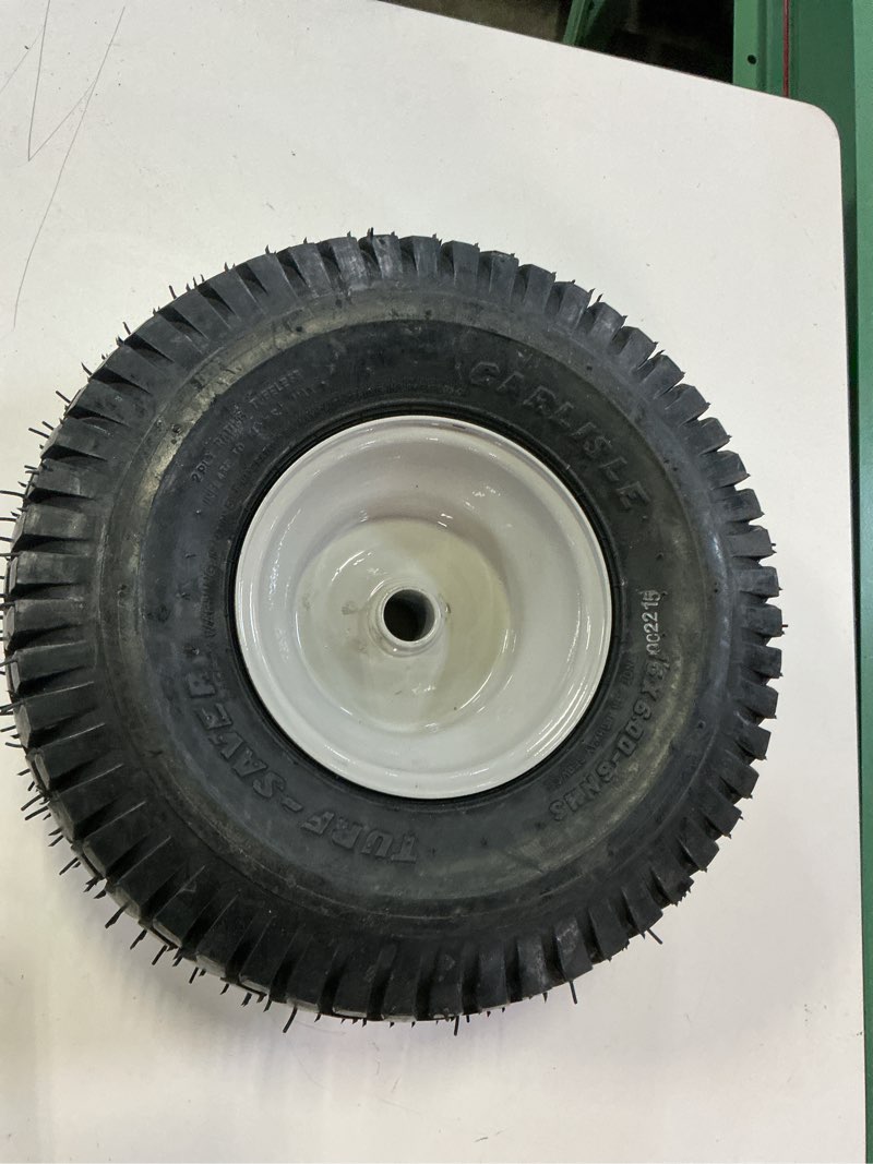 Condition photo showing As Is for sunbelt 15-in x 6-in-6 in front wheel for riding mower/tractor