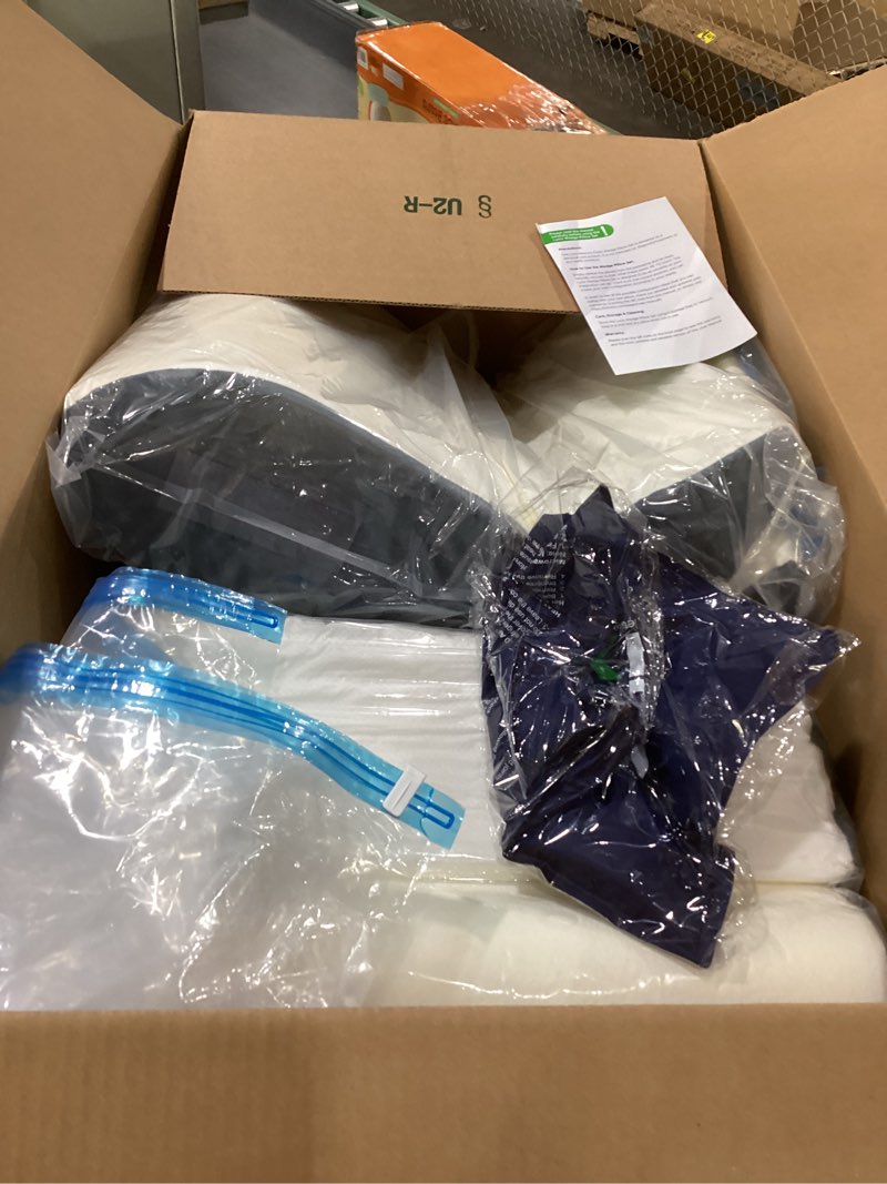 Condition photo showing Good Condition for Lunix 4pcs Orthopedic Bed Wedge Pillow Set, Post Surgery Memory Foam for Back, Knee, Leg Pain Relief, Sitting Pillow for Sleeping, Acid Reflux, GERD, with Hot Cold Pack, Navy White Navy