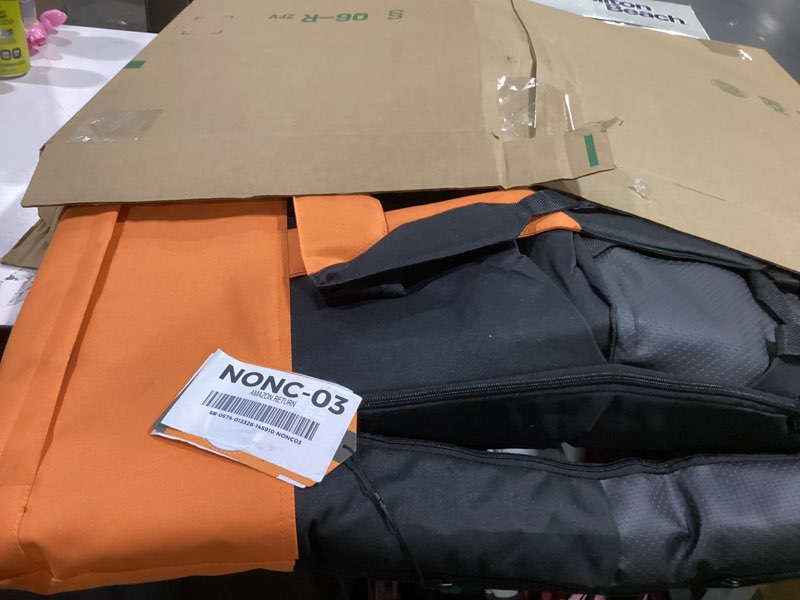 Condition photo showing Good Condition for HOPERAN Dual-Sided Heated Stadium Seats for Bleachers with Back Support, 3 Levels Heating Bleacher Seats with Backs and Cushion Wide, 5 Pockets Portable Stadium Chair for Outdoor Sports (Orange) 25" Super Wide Orange-1pc