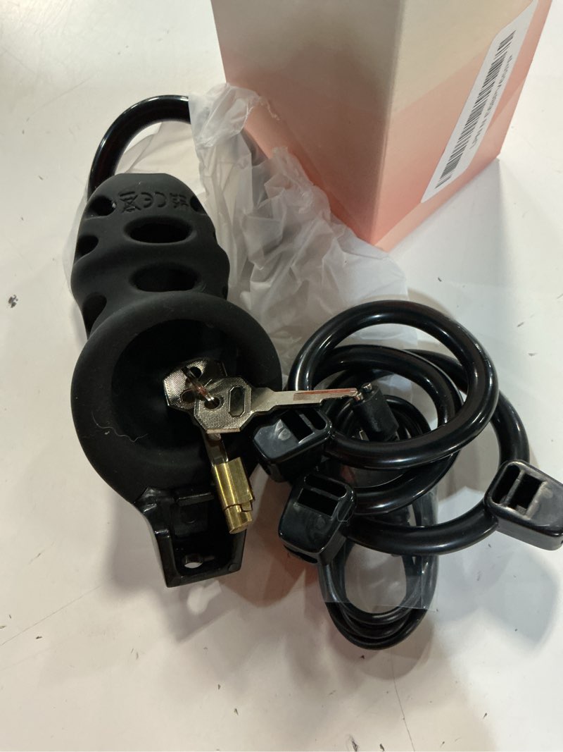 Condition photo showing Good Condition for vibrating chastity cage, cock cage with 10 vibrations app control, 4 replaceable rings penis cage, vibrating cock ring chastity devices male sex toys for men, male chastity cage for penis bondage gear 3.2 inch