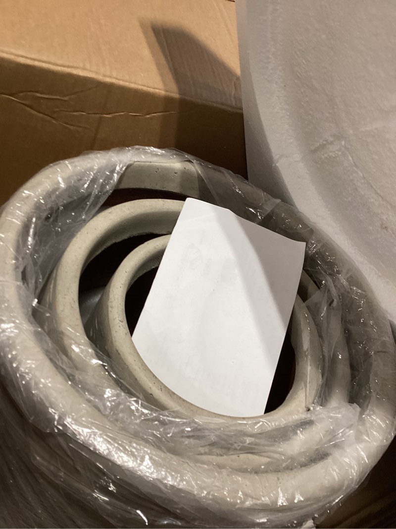 Condition photo showing New/Like New for kante round concrete planter set of 3 – 9.4"/13"/16.5" dia barrel-style garden pots with drainage, weathered concrete finish with painted interior, for flowers and trees (7.1"/10.2"/13.8" opening) weathered concrete 16.5/13/9.4-inch dia