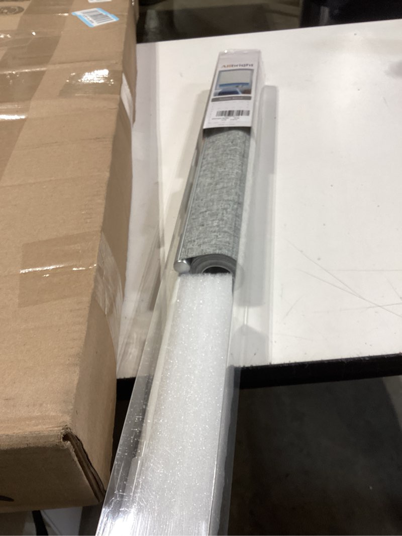 Condition photo showing Good Condition for similar to allbright linen roller shades with wand rod, cordless fabric roller blinds with thermal insulated, 100% blackout window shades for home, office, bedroom, grey, 14\" w x 64\" h grey 14\"w x 64\"h
