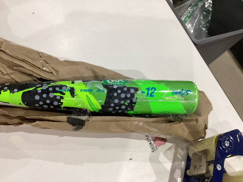 Condition photo showing As Is for rawlings | raptor t-ball bat | usa | -12 drop | 2 1/4" barrel | 1 pc. aluminum green / blue 25"