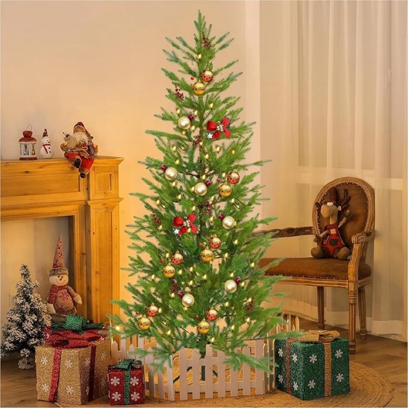 6FT Artificial Slim Christmas Tree, Pencil Christmas Tree UV Resistant Outdoor & Indoor Xmas Decor w