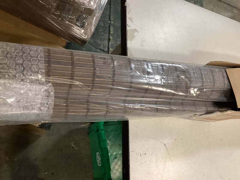 Condition photo showing New/Like New for LazBlinds No-Drill Cordless Roman Shade - Light Filtering Natural Wood, Easy Install Bamboo Blind for Windows 30.5" W x 48" H, Malay Walnut Malay Walnut 30.5"W x 48"H