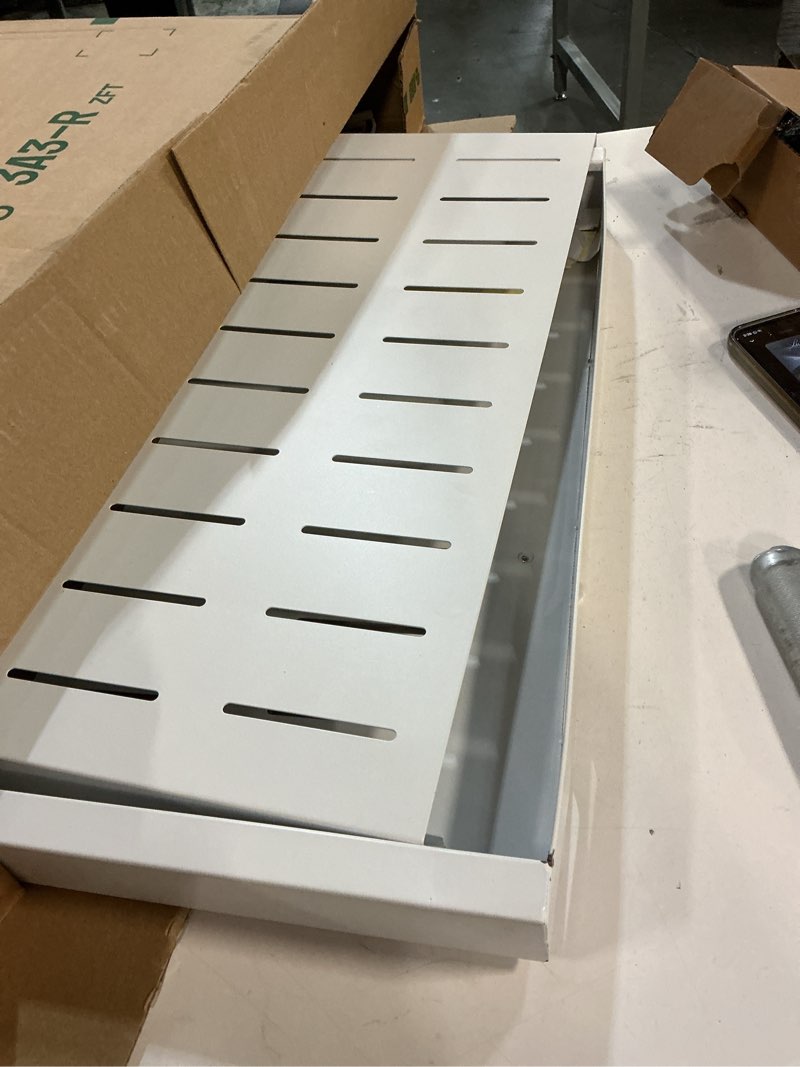 Condition photo showing Good Condition for SpaceAid Pull Out Cabinet Organizer, 1 Pack Expandable 11.8"-19.6" (Need to Pull to Widen) Heavy Duty Pull-Out Drawer with Adhesive Tape for Kitchen Storage Cabinets (White, 21" Deep) 21" Deep White-(1pcs)