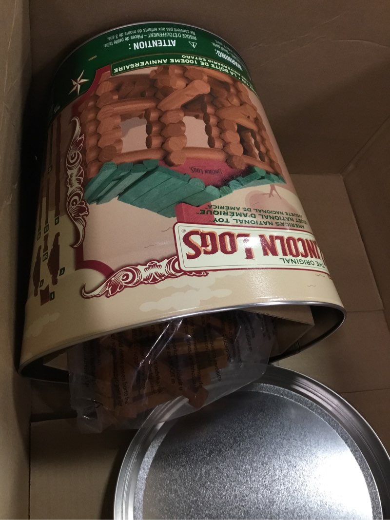 Condition photo showing As Is for Lincoln Logs - Logs 100th Anniversary Tin
