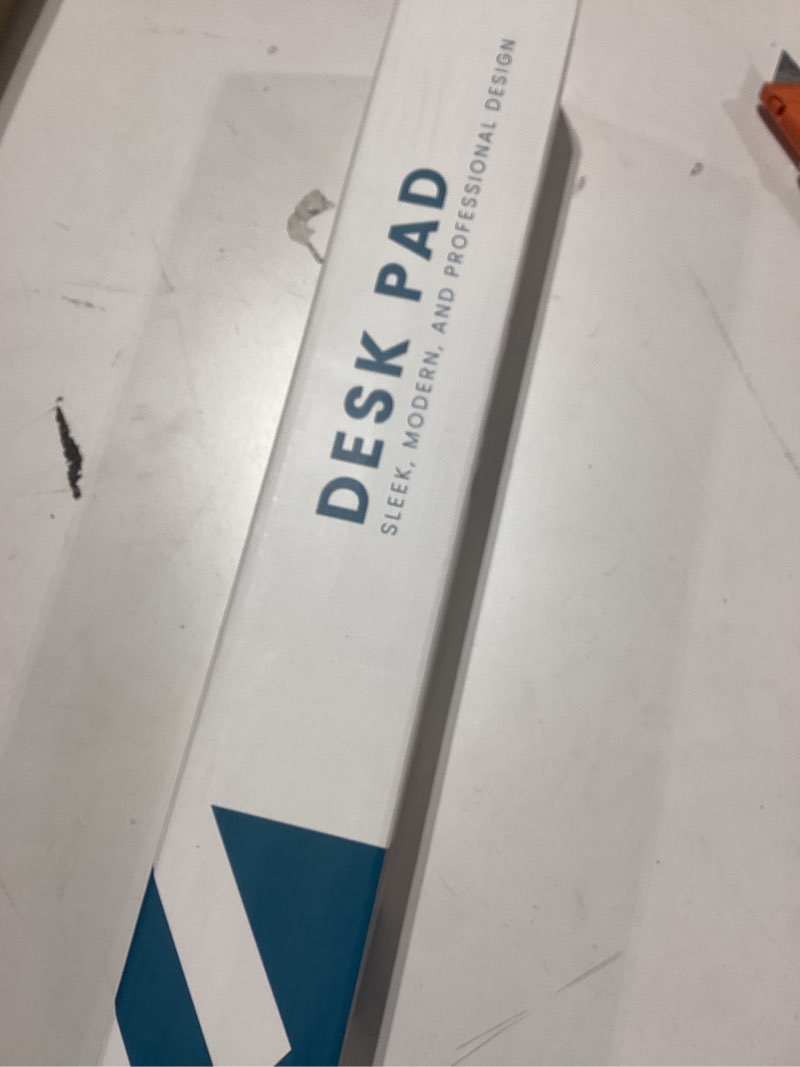 Condition photo showing New/Like New for Vine Creations Leather Desk Mat Large 36" x 20", Desk Protector Mat, PU Leather Desk Pad, Large Mouse Pad, Desk Blotter, Desk Pads on Top of Desks, Desk Matt for Desktop, Office Desk Mat (Dark Blue) 36" x 20" Dark Blue/Gray