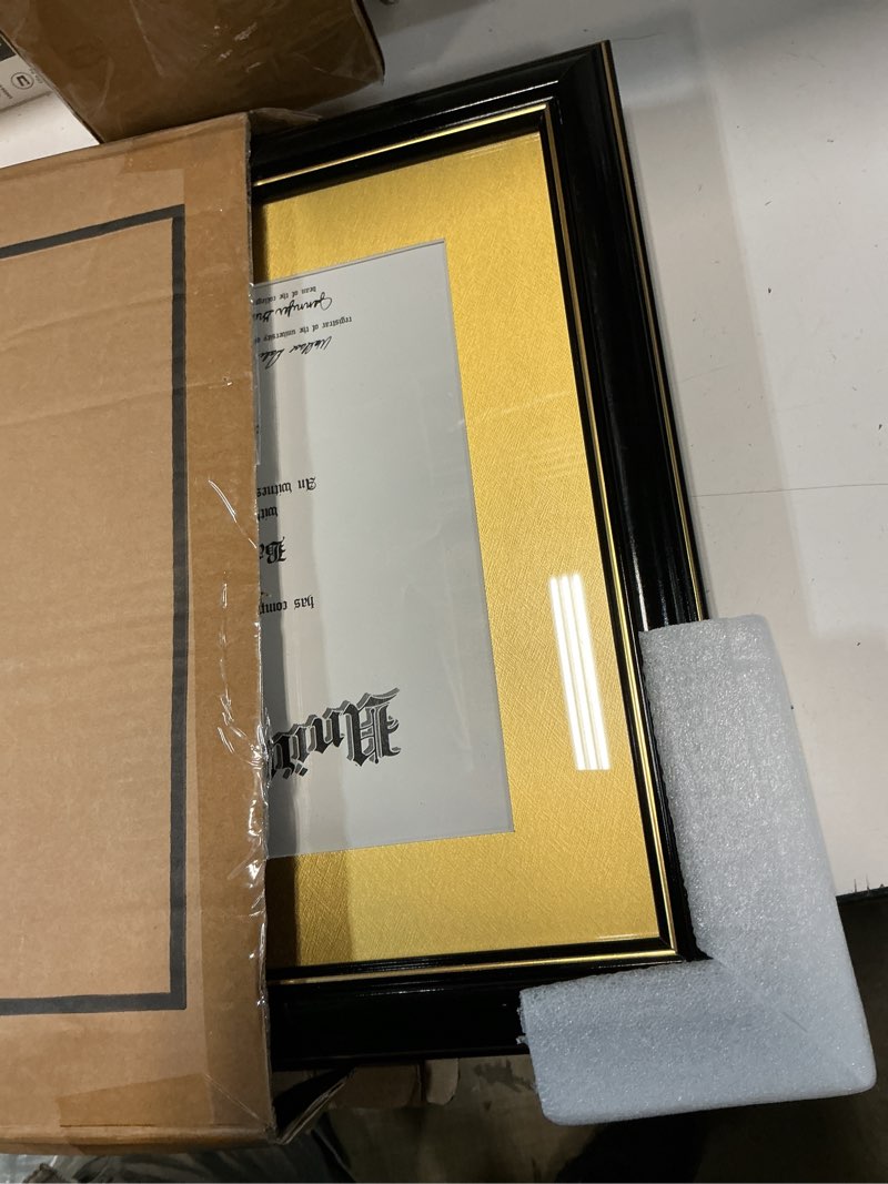 Condition photo showing Good Condition for graduationmall 8.5x11 diploma frame with black over gold mat or display 11x14 certificate without mat,solid wood & tempered glass,glossy black finish with gold trim black with gold trim 11x14 or 8.5x11 with mat