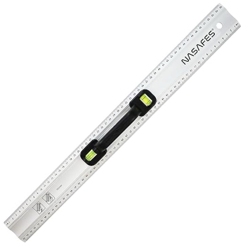 Aluminum Straight Edge Ruler with Handle - It is A Level, A Straight Edge, and A Centimeters Ruler - Ideal for Cutting, Much Safer Because of The Handle. It is Easy to Use and Light Weight.