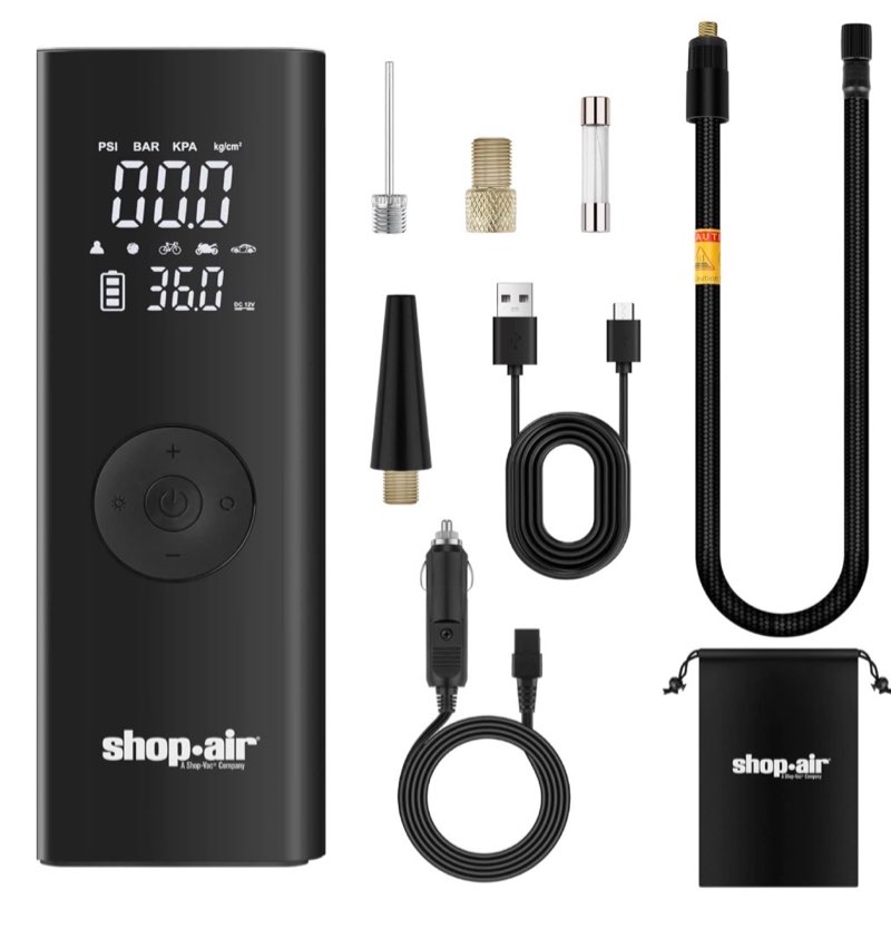 Tire Inflator Portable Air Compressor, Cordless 150PSI Tire Pump for Car, 2X Faster Inflation with LCD Dual Screen, LED Light, Auto Shut-off, 6000mAh Battery & 12V DC Power Cord