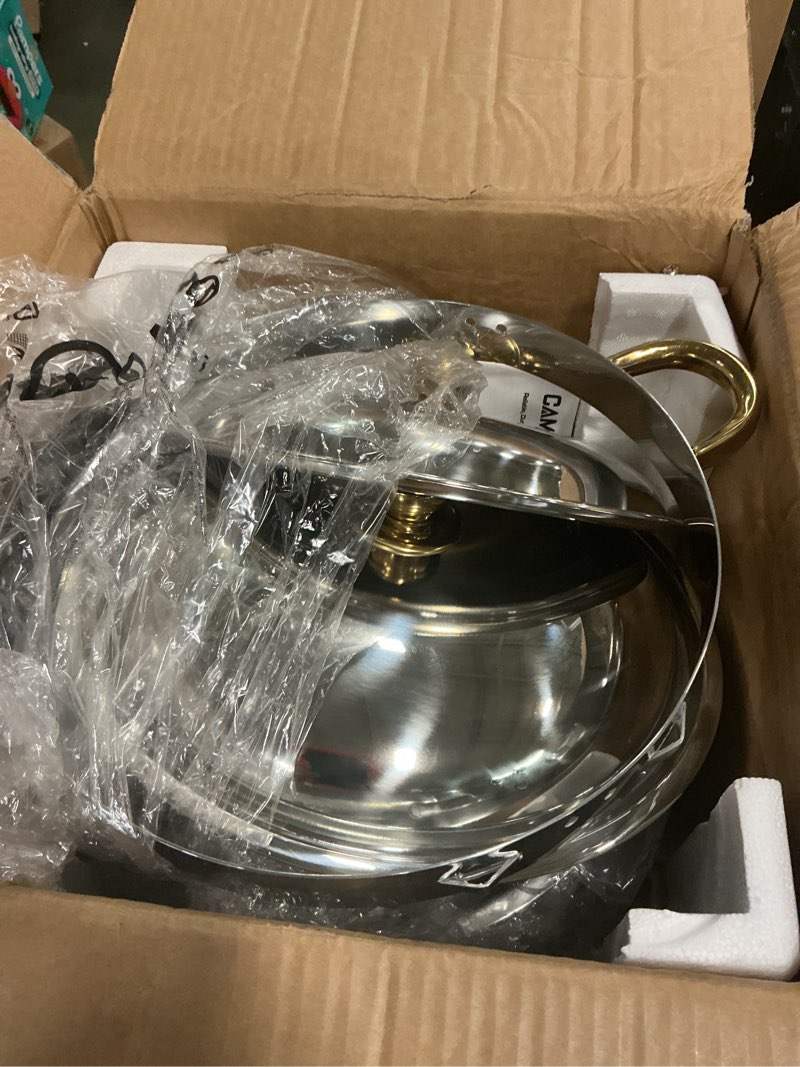 Condition photo showing Good Condition for Gold 4 Pack Chafing Dishes for Buffet, 18/8 (304) Stainless Steel Food Pan with Lid, 6QT Round Chafing Dish Buffet Set Food Warmer, Food Warmers for Parties Buffet Catering Events Dinners