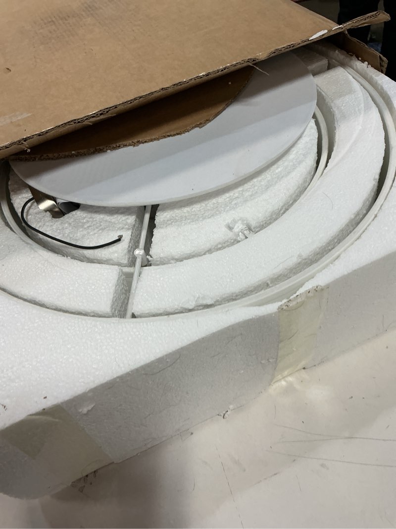 Condition photo showing Good Condition for 4 Light Off White Fabric Shade Semi Flush Mount Ceiling Light,Close to Ceiling Light Fixture Brushed Nickel Finish,20 inch Semi Flush Drum Light for Bedroom,Living Room,Dining Room Hallway