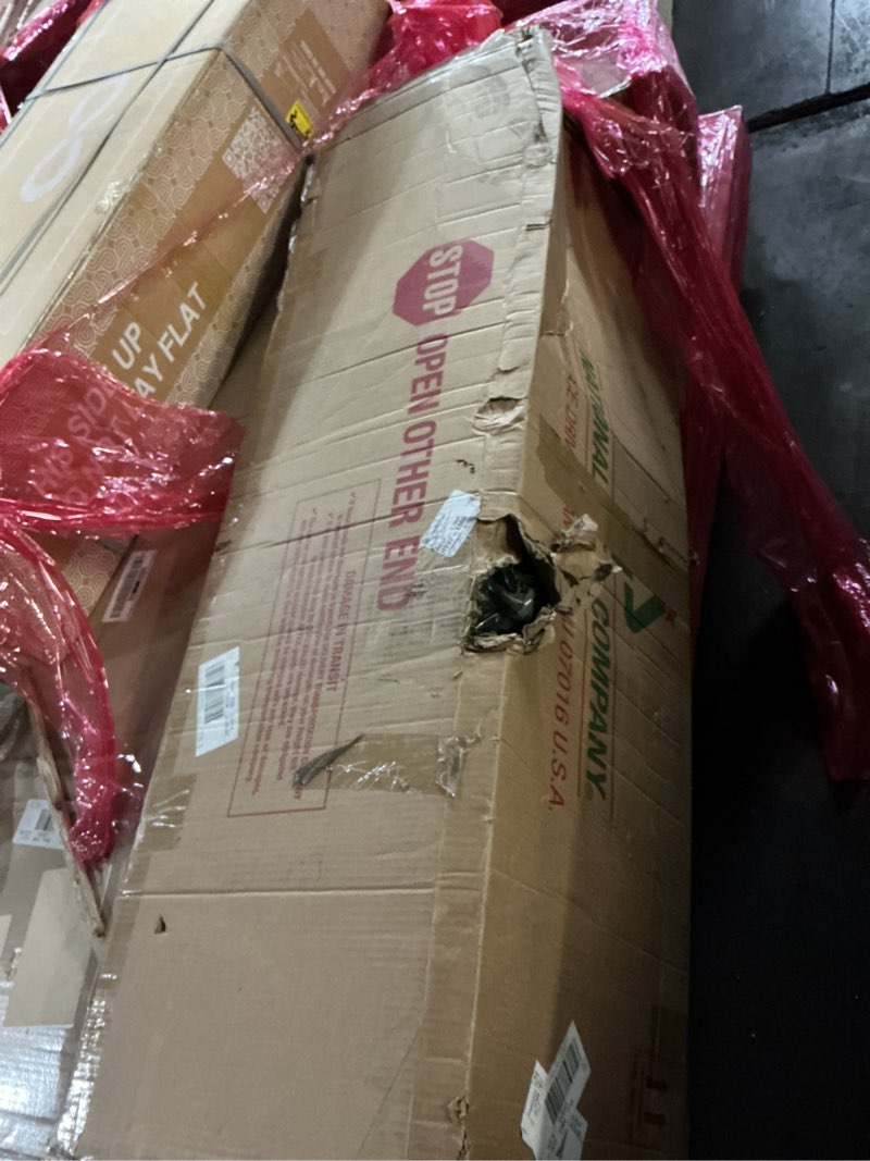 Condition photo showing Good Condition for National Tree Company 12 ft Pre-Lit Downswept Douglas Fir Slim Artificial Christmas Tree, 850 LED Lights, 2,165 Tips, Foot Switch, 10 Light Functions, Includes Stand, Green