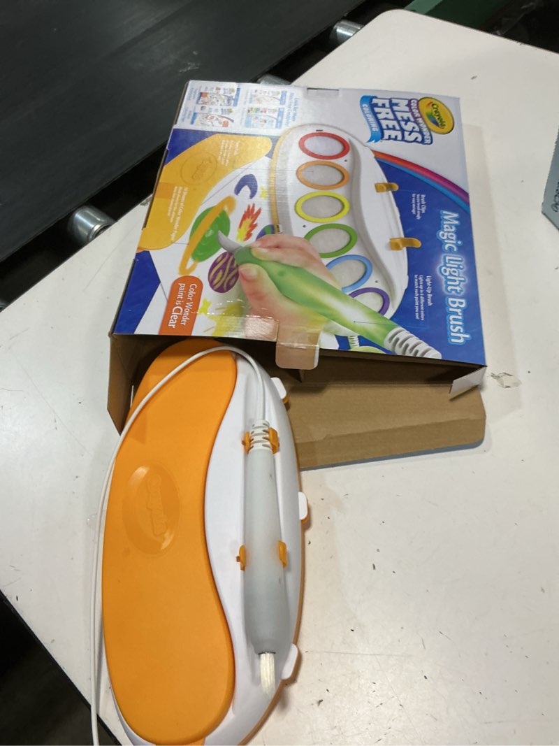 Condition photo showing As Is for crayola color wonder magic light brush and drawing pad: kids painting kit, non-toxic, creative art set, requires 3 aa batteries