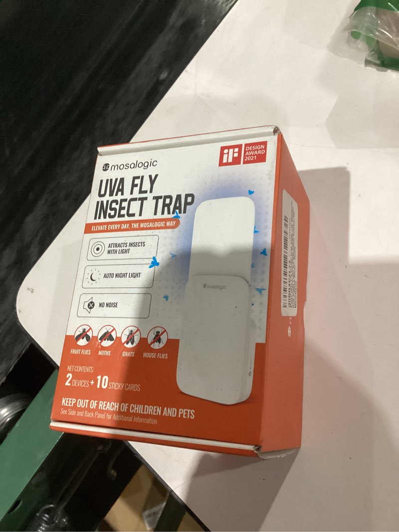 Condition photo showing New/Like New for Mosalogic Fly Insect Trap Plug-in Mosquito Killer Indoor Gnat Moth Catcher Fly Tapper with Night Light UV Attractant Catcher for Home Office White-2pack 2Pack White