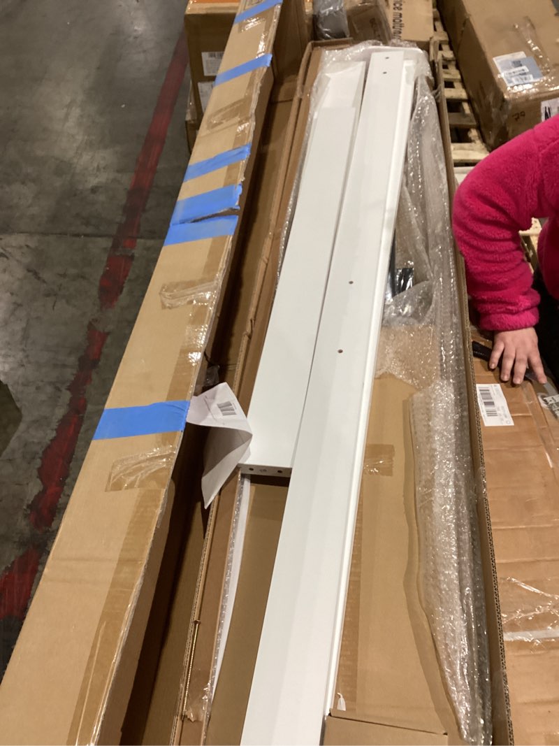 Condition photo showing Good Condition for 48x84 inch glass sliding barn door slab and 8ft hardware kit included, 5 frosted glass, lvl wood panel covered with white water-proof scratch-proof pvc surface, simple diy assembly 48"x84" doors + 8' track kit white