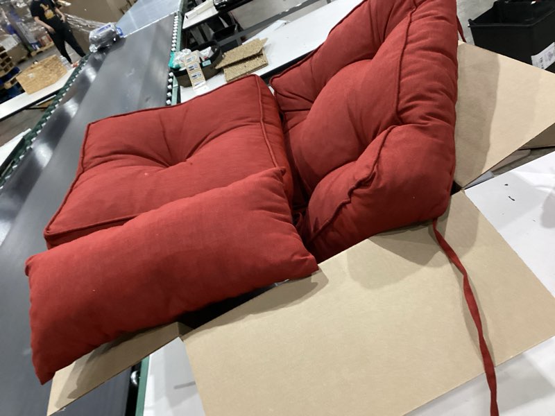 Condition photo showing Good Condition for sunnydaze indoor/outdoor olefin tufted high-back chair cushion