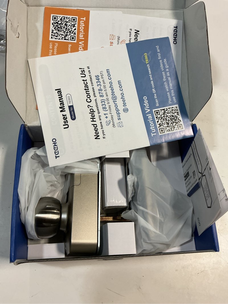 Condition photo showing Good Condition for TEEHO TE003 Keyless Entry Keypad Door Lock with Handle, Electronic Digital Smart Deadbolt Locks with 2 Backup Keys, Door Knob with Code for Front Door Bedroom, Auto Lock, Easy to Install, Satin Nickel