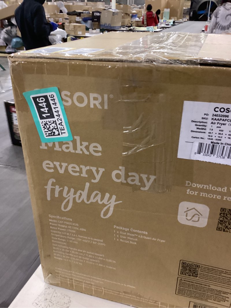 Condition photo showing New/Like New for COSORI 6.8Qt Air Fryer, 12-in-1 Dual Blaze for 360° Crispy Meals, No Shaking & Preheating to Fast Cooking with Bake, Roast, Broil, 100+In-App Recipes, Dishwasher Safe Wi-Fi Grey