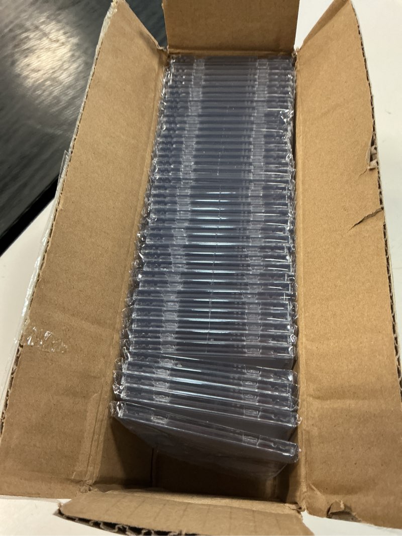 Condition photo showing New/Like New for magnetic card holders, magnetic 35pt one touch card holders, u-v protection hard plastic display case for trading, sports, baseball, football, game cards