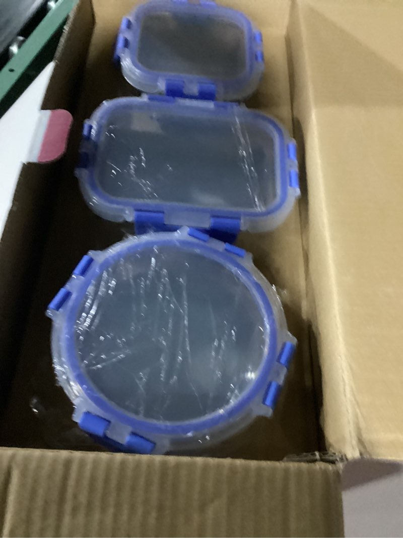 Condition photo showing Good Condition for FineDine 24 Piece Glass Storage Containers with Lids - Leak Proof, Dishwasher Safe Glass Food Storage Containers for Meal Prep or Leftovers, Blue Blue 24 Piece