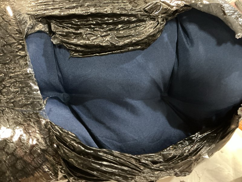 Condition photo showing As Is for egg chair cushion replacement, outdoor hanging egg chair cushion waterproof with headrest pillow for patio furniture u-shaped swing cushion for eggs chairs with ties, navy