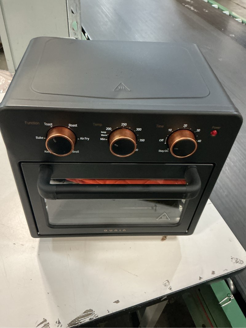 Condition photo showing Good Condition for OUNIN Air Fryer & Toaster Oven with Steam Infusion, 12L Compact, Countertop Friendly, Fast Preheat with Bake, Convection Bake, Grill, Broil and Warm Options, 60-Minute Timer, Stainless Steel