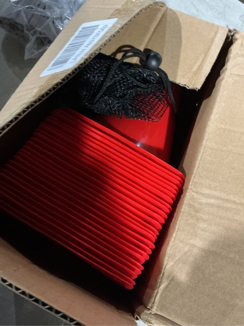 Condition photo showing Good Condition for 12/24/50pcs soccer cones, 7" soccer cones, plastic traffic cones, training cones for basketball football skating drills practice red 7", 24pcs
