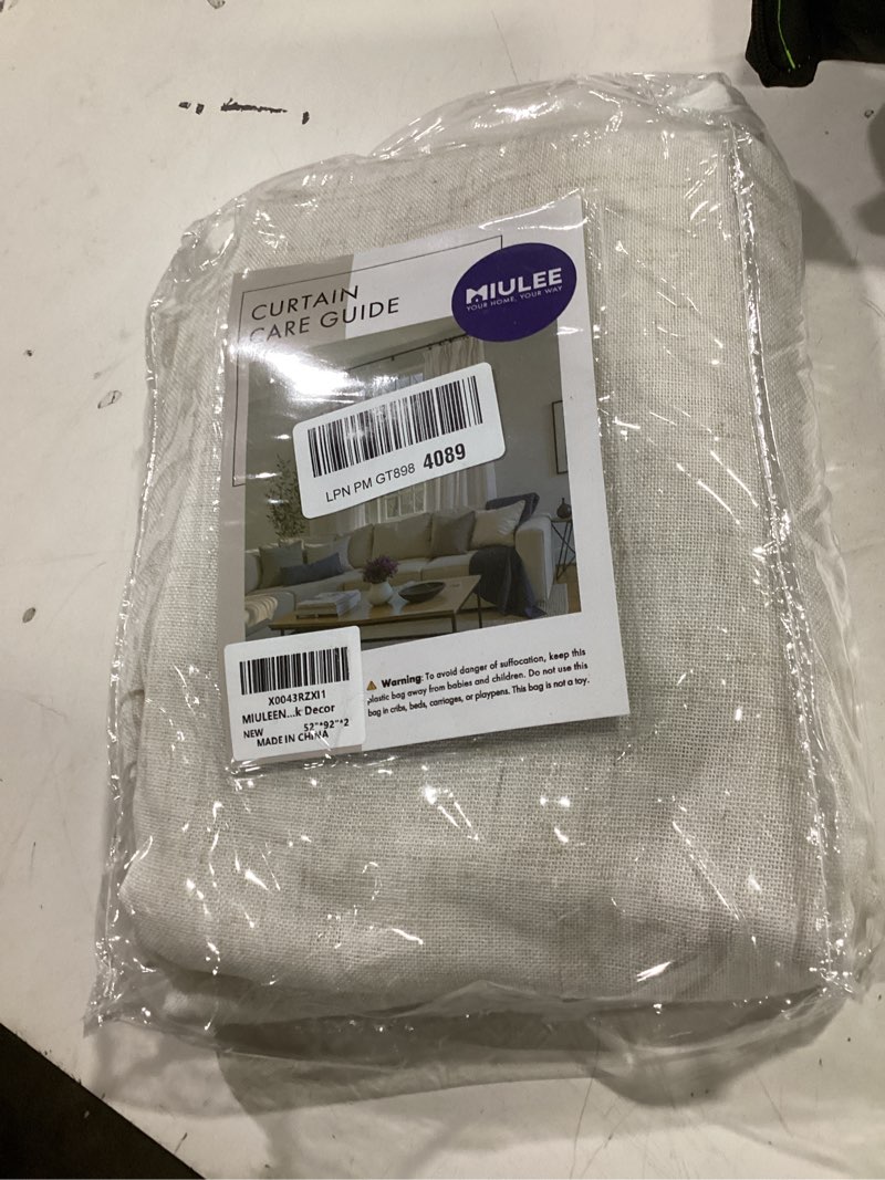 Condition photo showing Good Condition for linen curtains 96 inches long for living room 2 panels, hook belt ceiling to floor 8 ft semi sheer light filtering privacy, natural cream ivory beige back tab rod pocket boho drapes for bedroom 52x96 cream 52"w x 96"l (pack of 2)