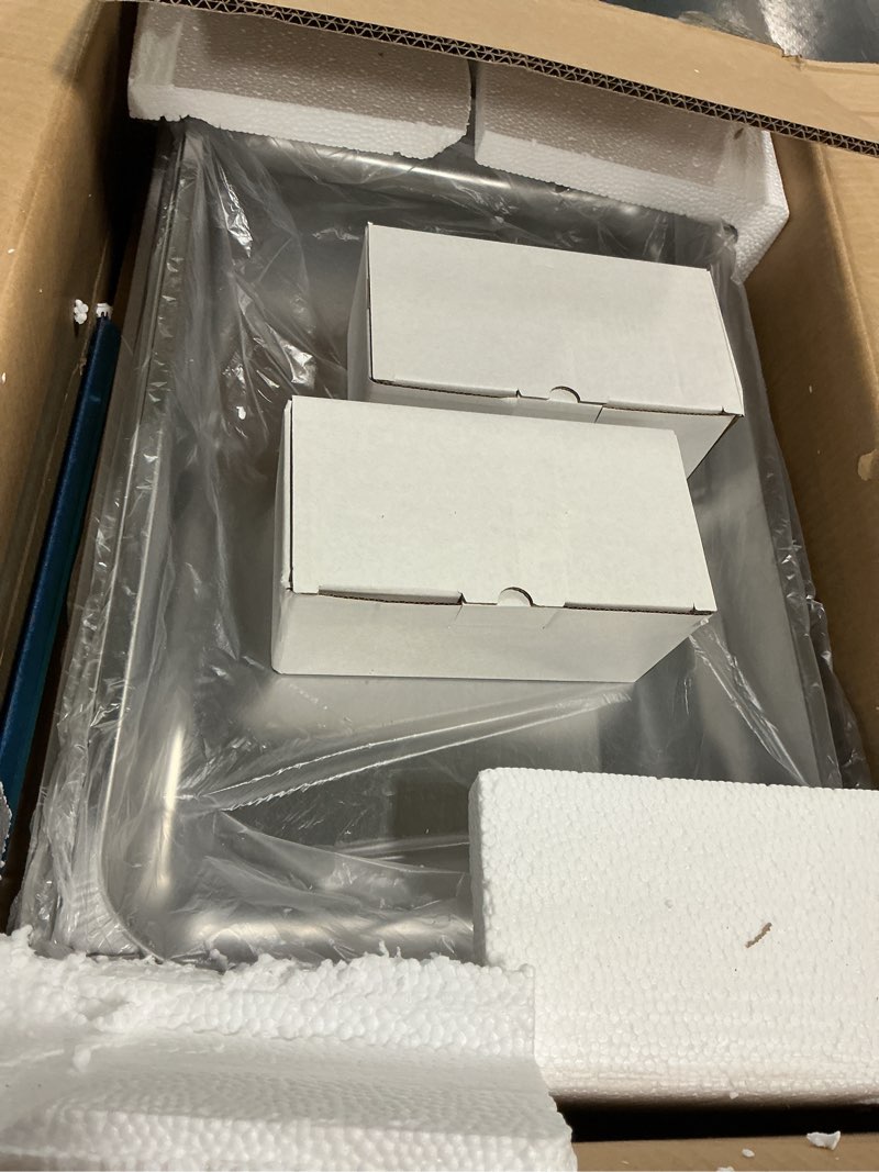 Condition photo showing Good Condition for Chafing Dishes for Buffet 2 Pack, 9QT [No Fingers Cut] Roll Edge Designed Chafing Dish Buffet Set [Mirror-Like Polished Finish] Food Warmers for Parties, Birthday, Holiday Parties, Church Events, etc 2 PACK Silver