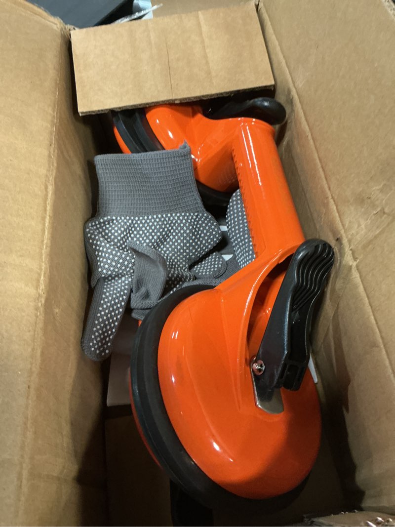 Condition photo showing Good Condition for VEVOR Glass Suction Cup, 4.7" 2 Pack 330 lbs Load Capacity, Vacuum Suction Cup with Aluminum Handle, Heavy Duty Industrial Suction Cup Lifter Tool for Glass, Granite, Tile, Metal, Wood Panel Lifting 2 Pack, Orange