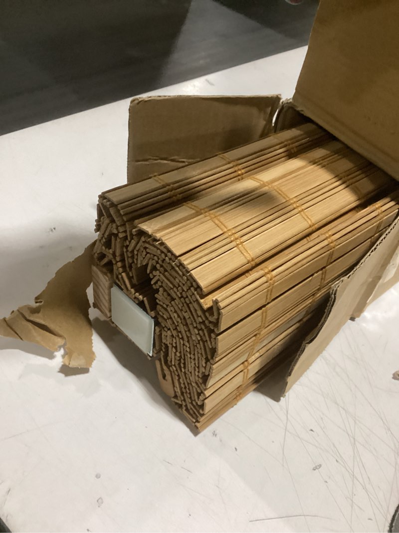 Condition photo showing Good Condition for lazblinds no tools no drill cordless bamboo roman shades, light filtering window treatment, roll up bamboo blinds for window 28'' w x 64'' h, squirrel squirrel 28'' w x 64'' h
