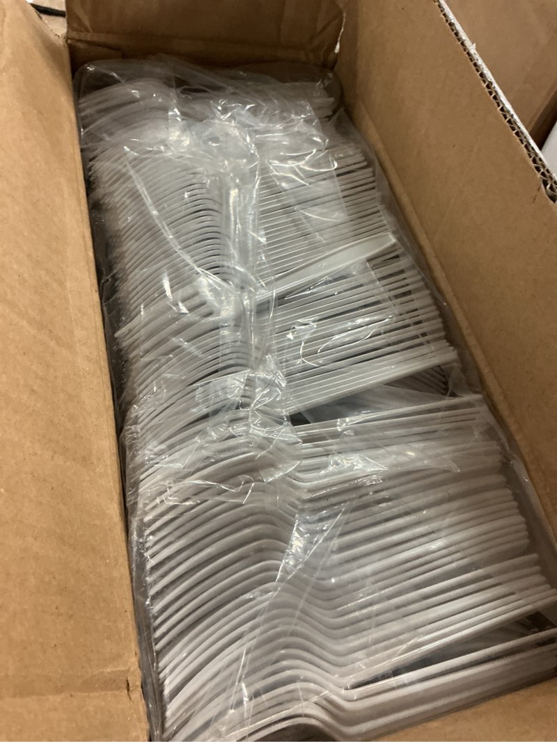 Condition photo showing New/Like New for highmark plastic utensils, medium-size forks, white, box of 1,000 forks