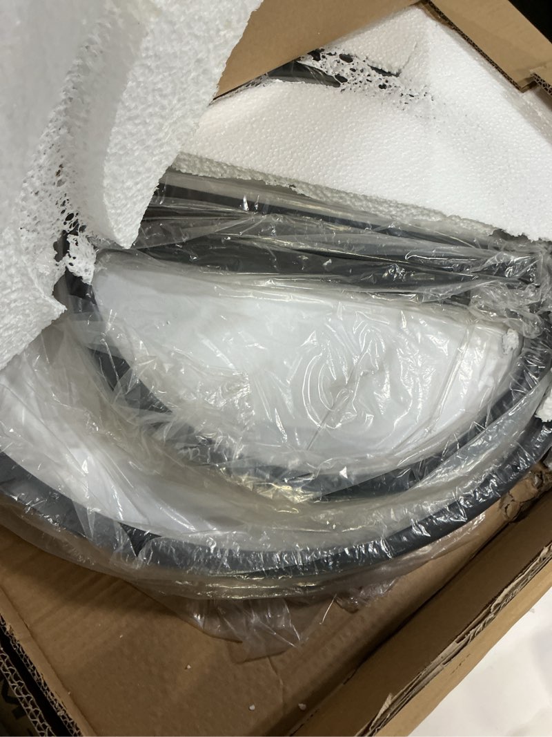 Condition photo showing Good Condition for aboxoo Round Nesting Coffee Table Side Table Set of 2 End Tables for Living Room Bedroom Balcony, White Faux Marble Wooden Table Accent Coffee Table with Black Steel Frame