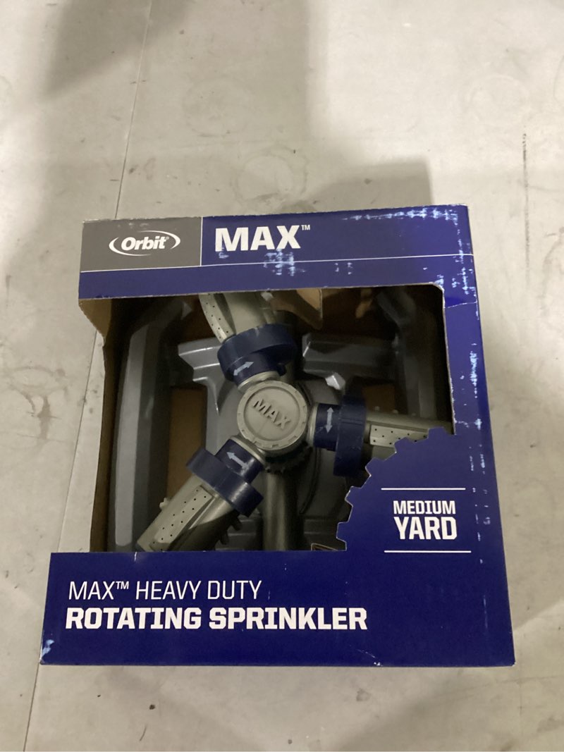 Condition photo showing Good Condition for orbit max 1250-sq. feet rotating sled lawn sprinkler